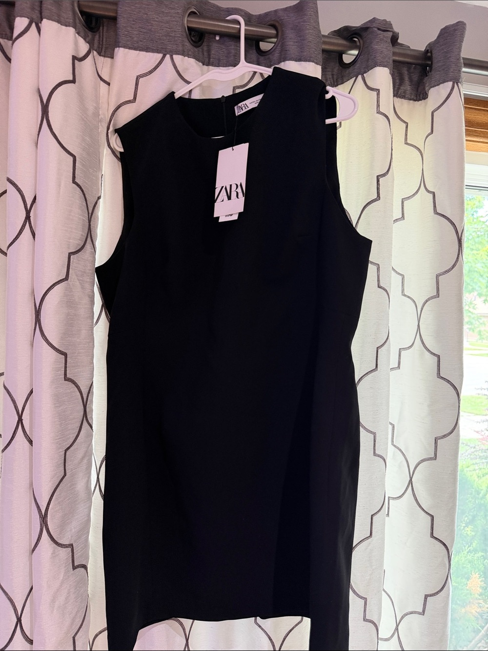 ZARA Black Sleeveless Dress with Tag Detail